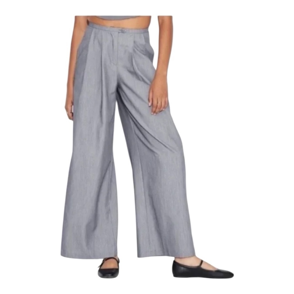 NWT Wild Fable Women's Gray Wide-Leg Pleated Pants Size L